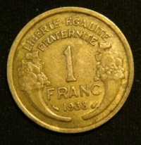 1 сантим 1938 год Франция