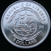 5 долларов 1998 год Либерия ТИТАНИК