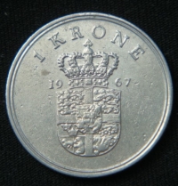1 крона 1967 год Дания