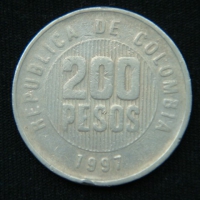 200 песо 1997 год Колумбия