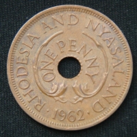 1 пенни 1962 год Родезия и Ньясаленд