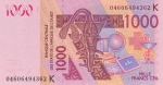 1000 франков 2003 год  Сенегал