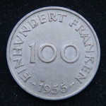 100 франков 1955 год СААР