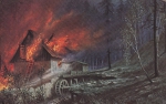 Почтовая карточка Германия 1913 год Пожар в лесу