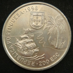 200 эскудо 1998 год Португалия  Путешествие Васко да Гамы в Индию 1498 года - Южная Африка, Наталь