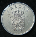 1 крона 1967 год Дания