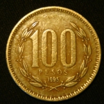 100 песо 1995 год Чили