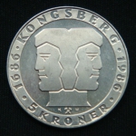5 крон 1986 год Норвегия 300 лет норвежскому монетному двору