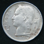 1 франк 1967 год Бельгия