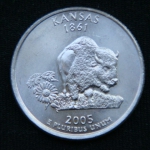 25 центов 2005 год Квотер штата Канзас