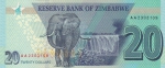 20 долларов 2020 год  Зимбабве