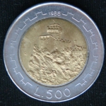 500 лир 1988 год Сан-Марино Укрепления Сан-Марино